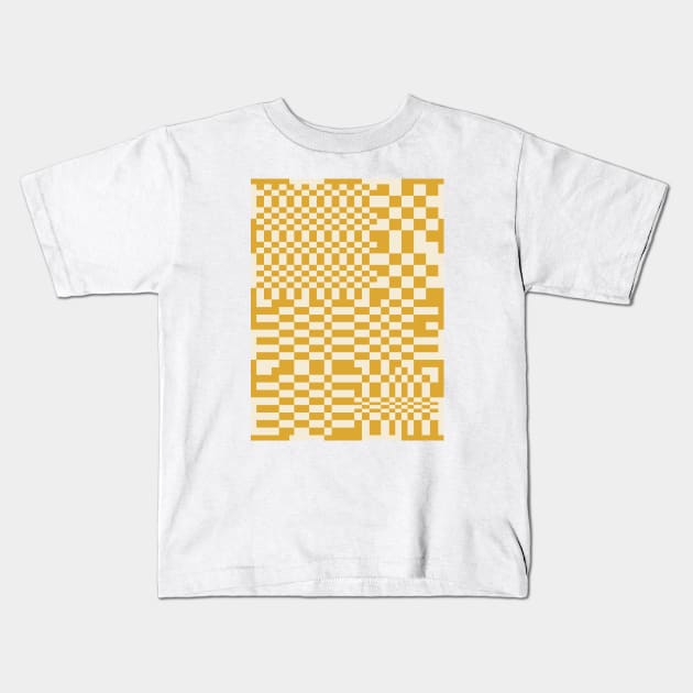 Checkerboard Pattern - Yellow Kids T-Shirt by Colorable